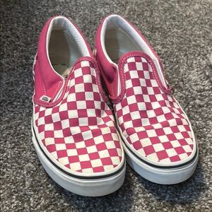 Vans Pink and White Slip-On Sneakers